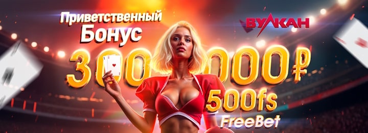 300000 руб + 500 FS приветственный бонус в казино Вулкан